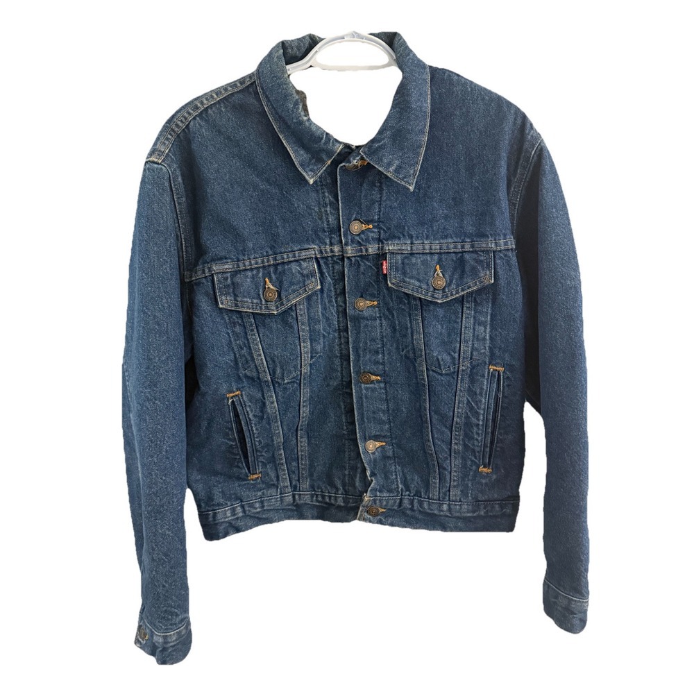 LEVIS‎ MENS JEAN JACKET SIZE 40 TRUCKER DENIM LONG SLEEVE 70506-0316 POCKETS